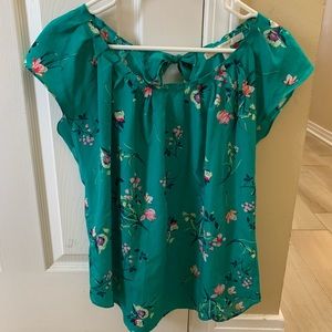 Teal floral Lauren Conrad top